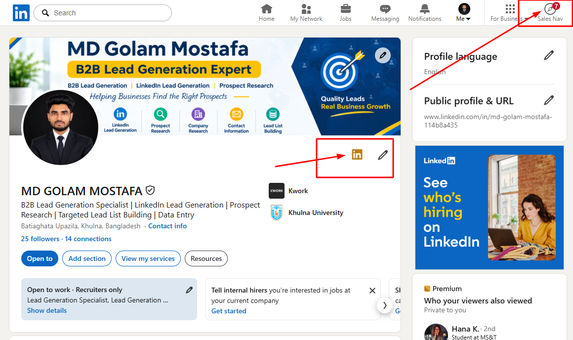 LinkedIn profile research sample